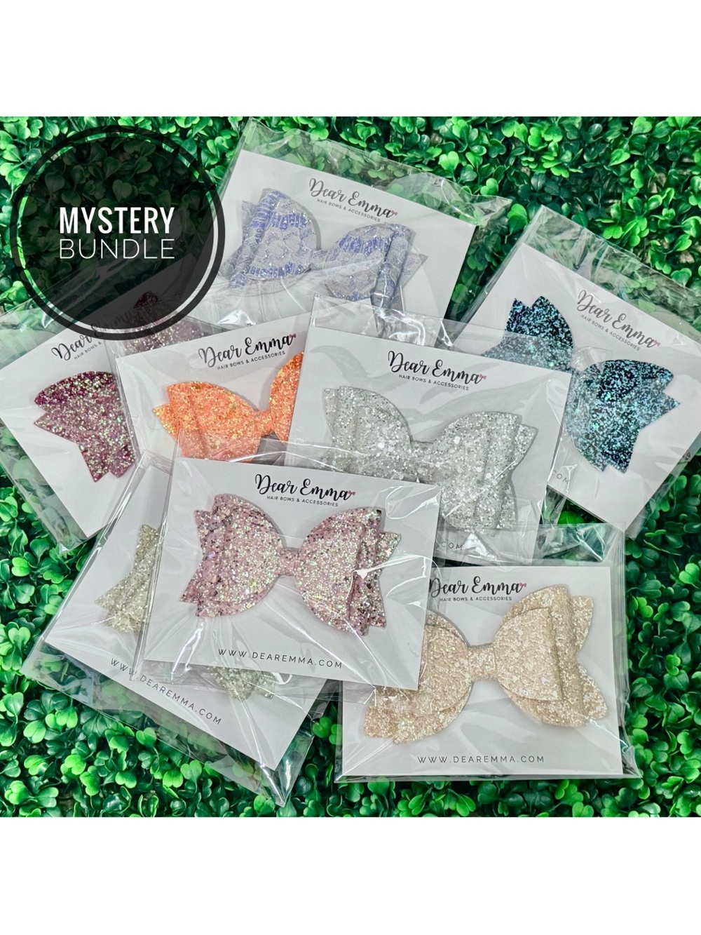 Mystery Bundle of Girls Glitter Hair Bow Clips - Bundle of 10 New Boutique Bows